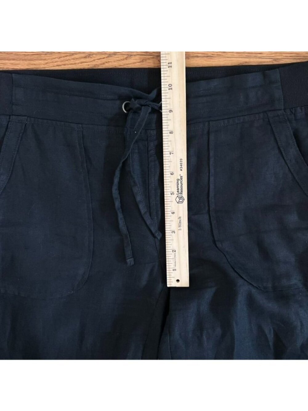 Athleta Womens Sz 12 Linen Wide Leg Pull-On Pants Drawstring Coastal Summer - Picture 12 of 16